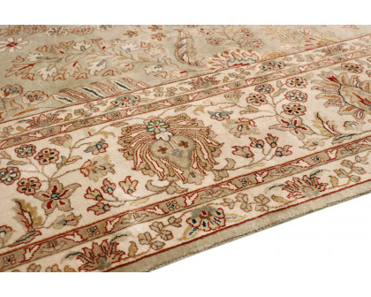 Pasargad Tabriz Collection Hand-Knotted Lamb's Wool Area Rug (P-501 S.GREEN 8X10) - 94'' x 118''