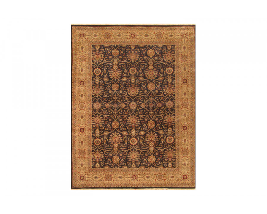 Pasargad Tabriz Collection Hand-Knotted Lamb's Wool Area Rug (P-701 BLACK 9X12) - 106'' x 140''