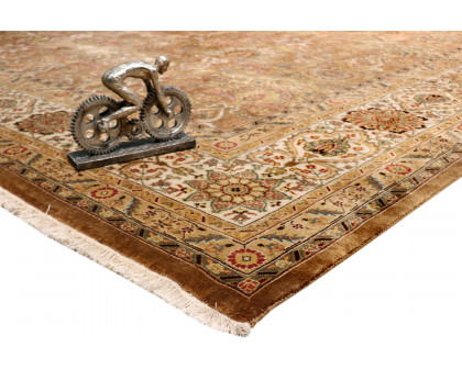 Pasargad Tabriz Collection Hand-Knotted Lamb's Wool Area Rug (P-701 M.BROWN 9X12) - 108'' x 143''