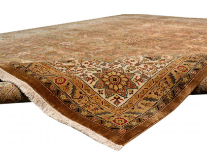 Pasargad Tabriz Collection Hand-Knotted Lamb's Wool Area Rug (P-701 M.BROWN 9X12) - 108'' x 143''