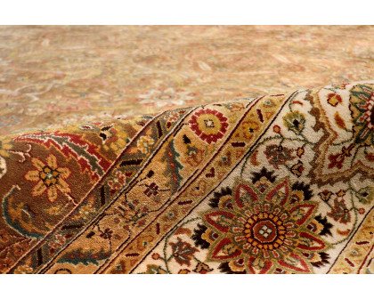 Pasargad Tabriz Collection Hand-Knotted Lamb's Wool Area Rug (P-701 M.BROWN 9X12) - 108'' x 143''