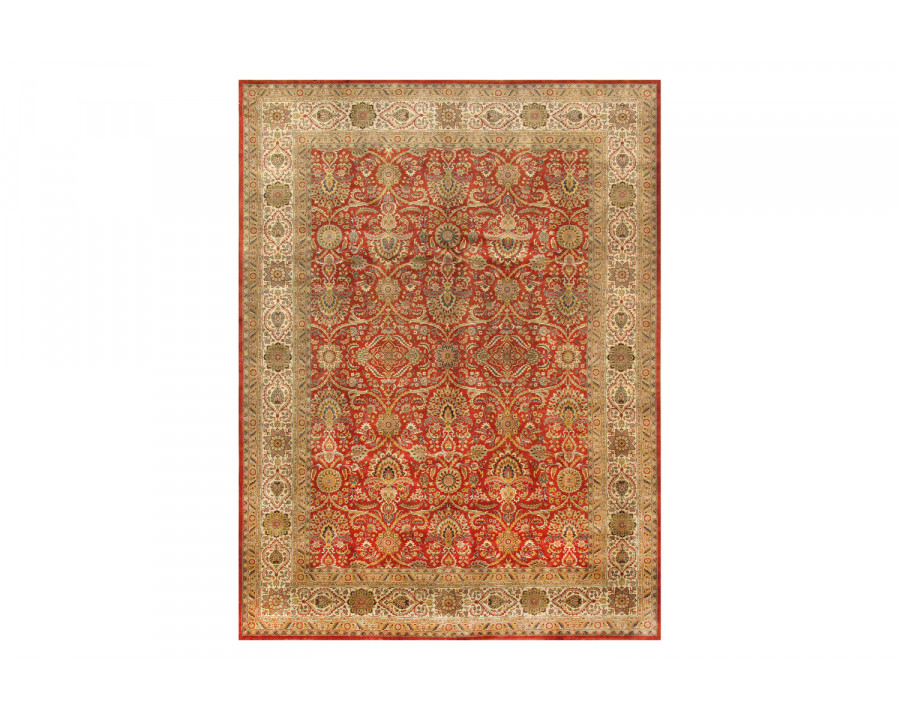 Pasargad Tabriz Collection Hand-Knotted Lamb's Wool Area Rug (P-701 RUST 9X12) - 107'' x 143''