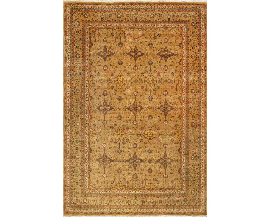 Pasargad - Baku Collection Hand-Knotted Wool Area Rug in Camel, 141" x 212" (p-713B 12x18)