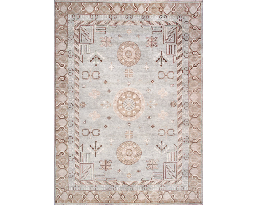 Pasargad - Khotan Collection Hand-Knotted Wool Area Rug in L. Green, 121" x 167" (PA-27A 10x14)