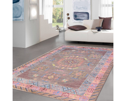 Pasargad - Khotan Collection Hand-Knotted Wool Area Rug in Gray/Rose, 121" x 168" (PA-28A 10x14)