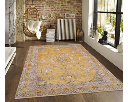 Pasargad - Khotan Collection Hand-Knotted Wool Area Rug in Gold, 107" x 146" (PA-28B 9x12)