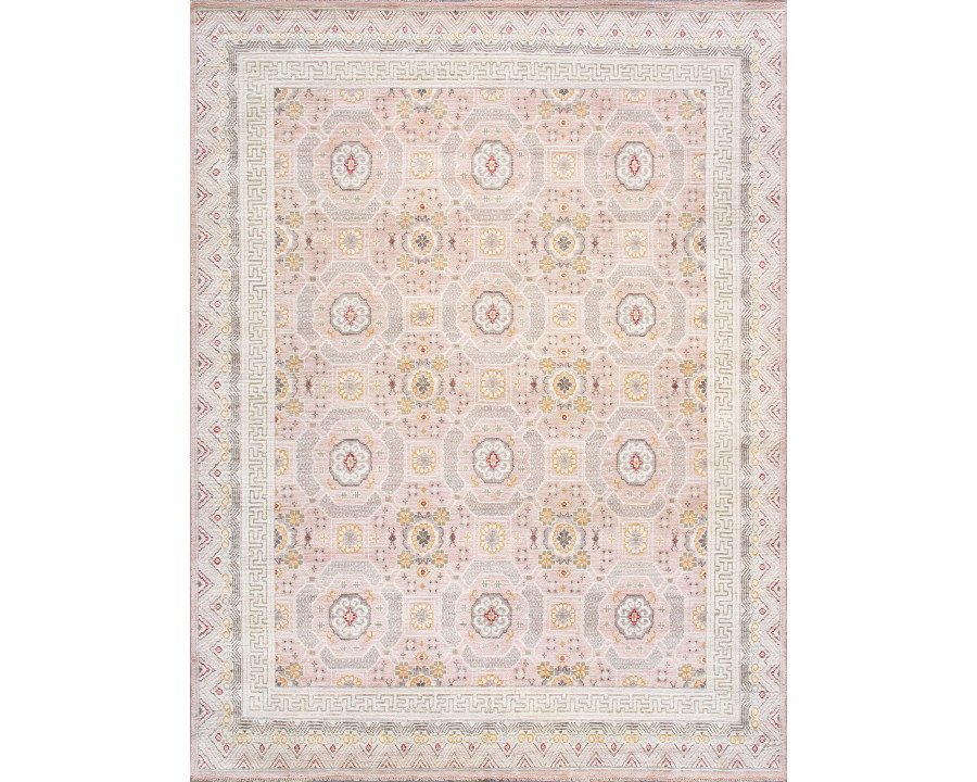 Pasargad - Khotan Collection Hand-Knotted Wool Area Rug in Salmon/Ivory, 110" x 142" (PA-29 9x12)