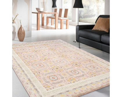 Pasargad - Khotan Collection Hand-Knotted Wool Area Rug in Pink/Beige, 108" x 142" (PA-29P 9x12)