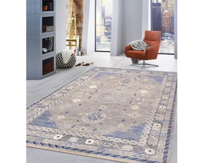 Pasargad - Khotan Collection Hand-Knotted Wool Area Rug in Silver, 109" x 155" (PA-30 9x13)