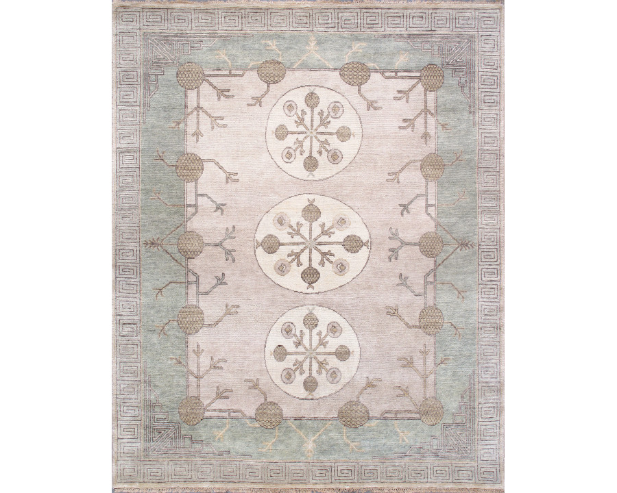 Pasargad - Khotan Collection Hand-Knotted Wool Area Rug in Ivory/L. Green, 98" x 122" (PA-31A 8x10)