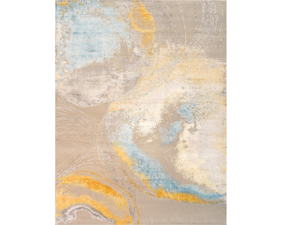 Pasargad - Modern Collection Hand-Knotted Silk/Wool Area Rug in Beige/Gray, 113" x 149" (PA-9 9x12)