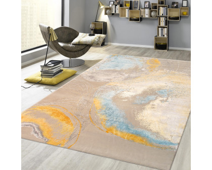 Pasargad - Modern Collection Hand-Knotted Silk/Wool Area Rug in Beige/Gray, 113" x 149" (PA-9 9x12)