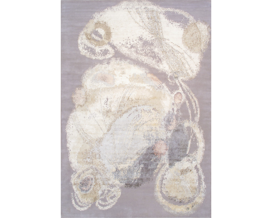 Pasargad - Modern Collection Hand-Knotted Silk/Wool Area Rug in Ivory/Gray, 119" x 173" (pas-07 10x14)