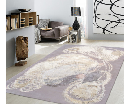 Pasargad - Modern Collection Hand-Knotted Silk/Wool Area Rug in Ivory/Gray, 119" x 173" (pas-07 10x14)