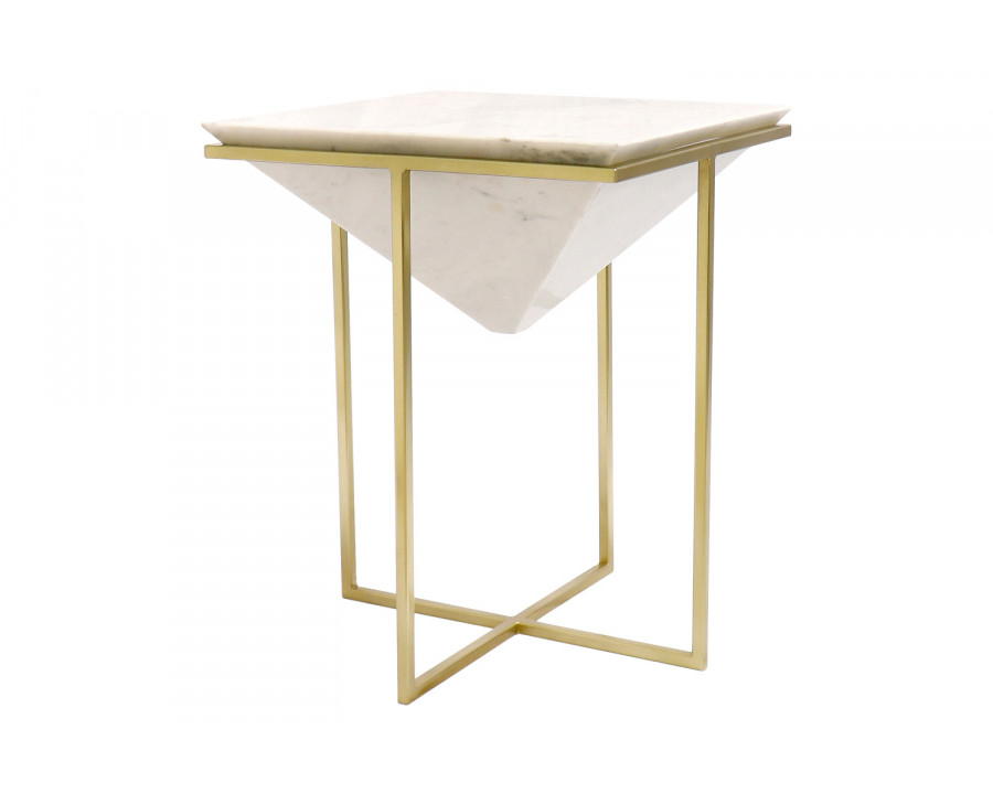 Pasargad - Perama Marble and Stainless Steel Side Table