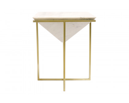 Pasargad - Perama Marble and Stainless Steel Side Table