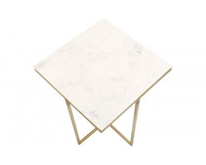 Pasargad - Perama Marble and Stainless Steel Side Table