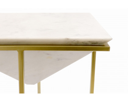 Pasargad - Perama Marble and Stainless Steel Side Table