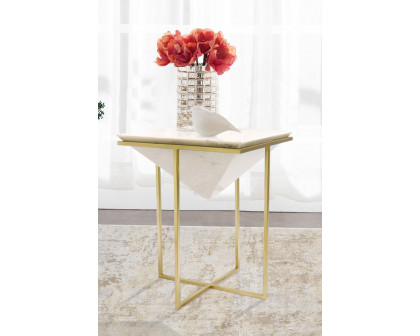 Pasargad - Perama Marble and Stainless Steel Side Table