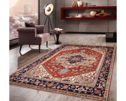 Pasargad Serapi Collection Hand-Knotted Wool Area Rug - Rust/Navy, 115" x 119" (PB-10B 10x10)