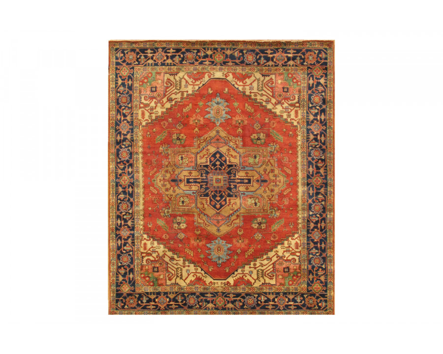 Pasargad Serapi Collection Hand-Knotted Rust/Navy Wool Area Rug (PB-10B 10X14) - 117'' x 170''