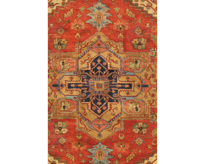 Pasargad Serapi Collection Hand-Knotted Rust/Navy Wool Area Rug (PB-10B 10X14) - 117'' x 170''