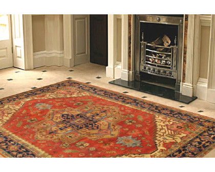 Pasargad Serapi Collection Hand-Knotted Rust/Navy Wool Area Rug (PB-10B 10X14) - 117'' x 170''