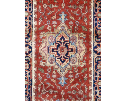 Pasargad Serapi Collection Hand-Knotted Wool Area Rug - Rust/Navy, 31" x 146" (PB-10B 2.07x12)