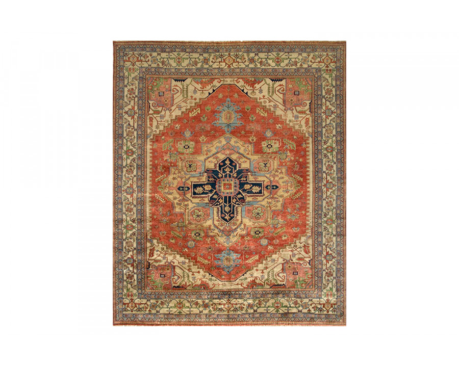 Pasargad Serapi Collection Hand-Knotted Rust/Ivory Wool Area Rug (PB-10B IVO 10X10) - 119'' x 120''