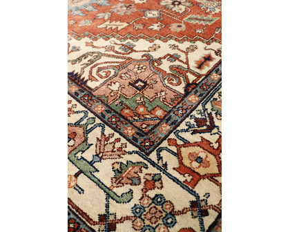 Pasargad Serapi Collection Hand-Knotted Wool Area Rug - Rust/Ivory, 120" x 165" (PB-10B IVO 10x14)