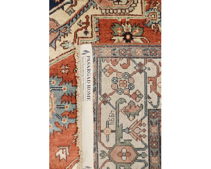 Pasargad Serapi Collection Hand-Knotted Wool Area Rug - Rust/Ivory, 120" x 165" (PB-10B IVO 10x14)