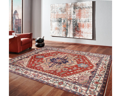 Pasargad Serapi Collection Hand-Knotted Wool Area Rug - Rust/Ivory, 120" x 165" (PB-10B IVO 10x14)