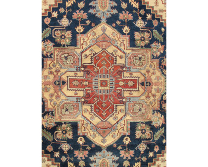 Pasargad - Serapi Collection Hand-Knotted Wool Area Rug in Navy/Rust, 142" x 178" (pb-10b nvy 12x15)