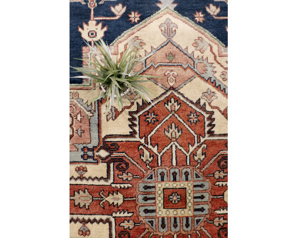 Pasargad - Serapi Collection Hand-Knotted Wool Area Rug in Navy/Rust, 142" x 178" (pb-10b nvy 12x15)