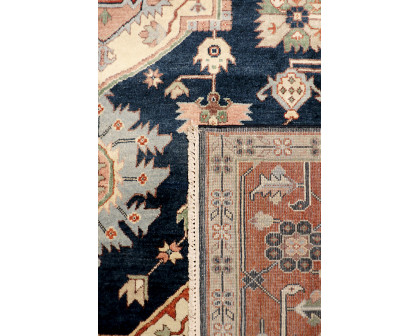 Pasargad - Serapi Collection Hand-Knotted Wool Area Rug in Navy/Rust, 142" x 178" (pb-10b nvy 12x15)