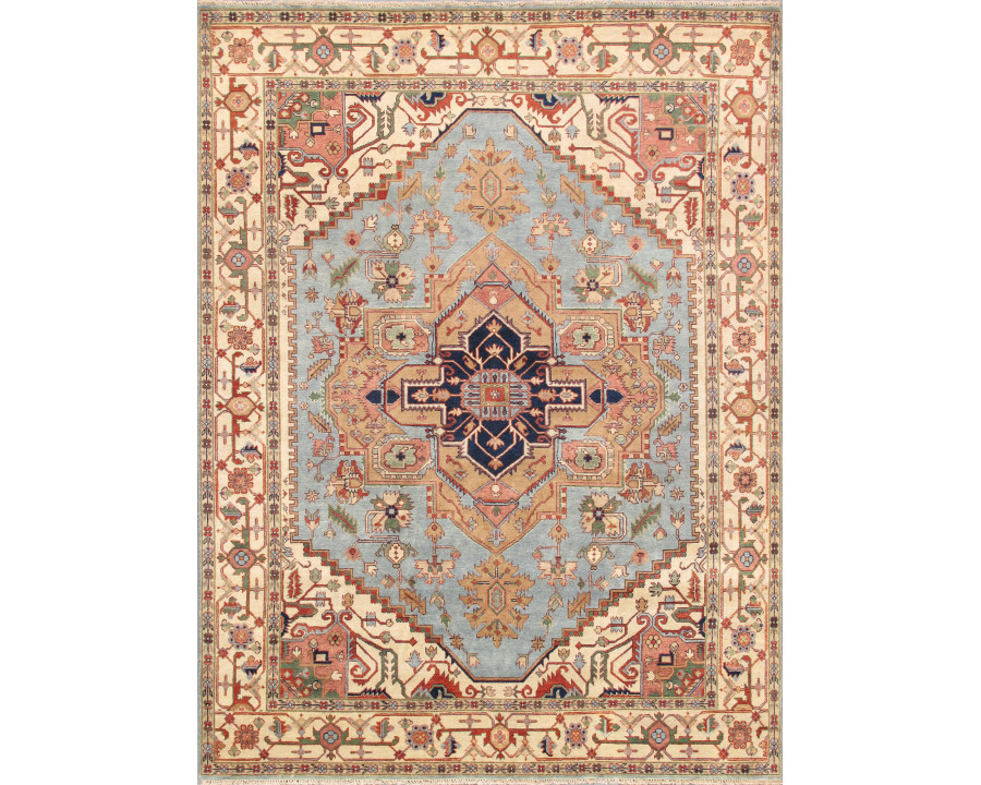 Pasargad Serapi Collection Hand-Knotted Wool Area Rug - L. Blue/Ivory, 117" x 120" (PB-10BLB 10x10)