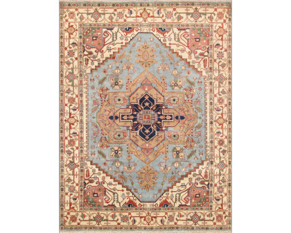 Pasargad - Serapi Collection Hand-Knotted Wool L.Blue Area Rug PB-10BLB