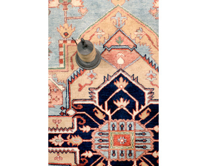 Pasargad Serapi Collection Hand-Knotted Wool L.Blue Area Rug (PB-10BLB 8X10) - 96'' x 119''