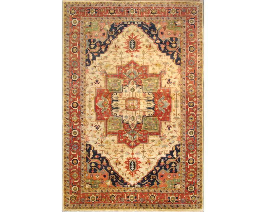 Pasargad Serapi Collection Hand-Knotted Lamb's Wool Area Rug - Ivory/Rust, 144" x 218" (PB-20 IVORY 12X18)