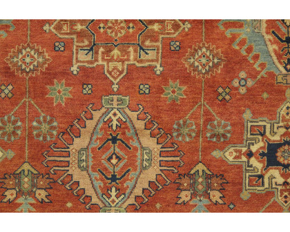 Pasargad - Mahal Collection Hand-Knotted Rust/Navy Wool Area Rug 108'' x 144'' (PB-22 9X12)