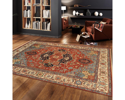 Pasargad Serapi Collection Hand-Knotted Wool Area Rug - Rust/Ivory, 120" x 167" (PB-5B 10x14)