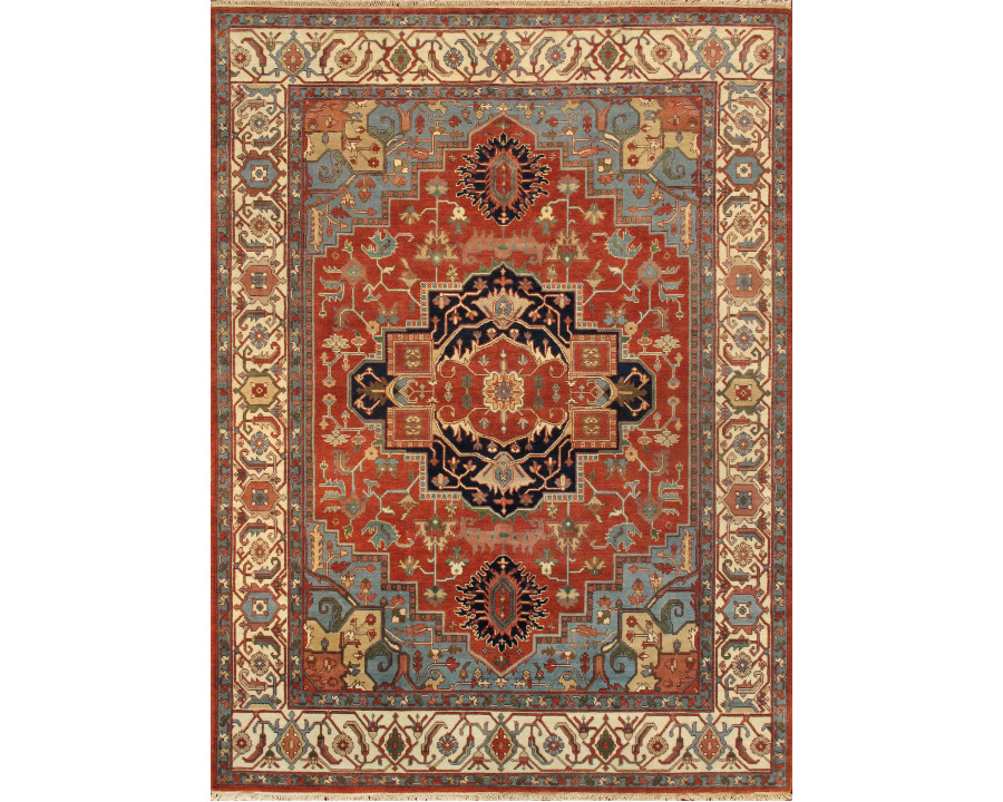 Pasargad Serapi Collection Hand-Knotted Wool Area Rug - Rust/Ivory, 140" x 182" (PB-5B 12x15)