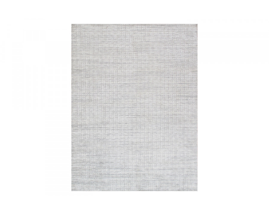 Pasargad Slate Collection Hand-Loomed Ivory/Silver Bamboo Silk and Wool Area Rug (PBFE-04 9X12) - 108'' x 144''