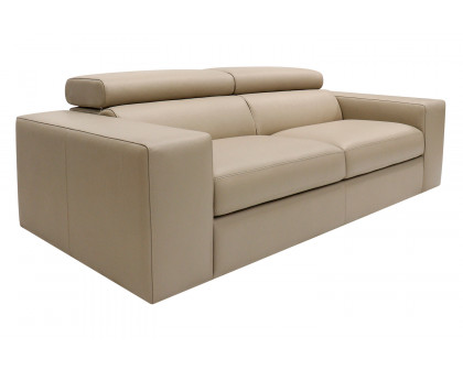 Pasargad - Modena Collection Italian Leather Upholstered Sofa with Adjustable Headrests