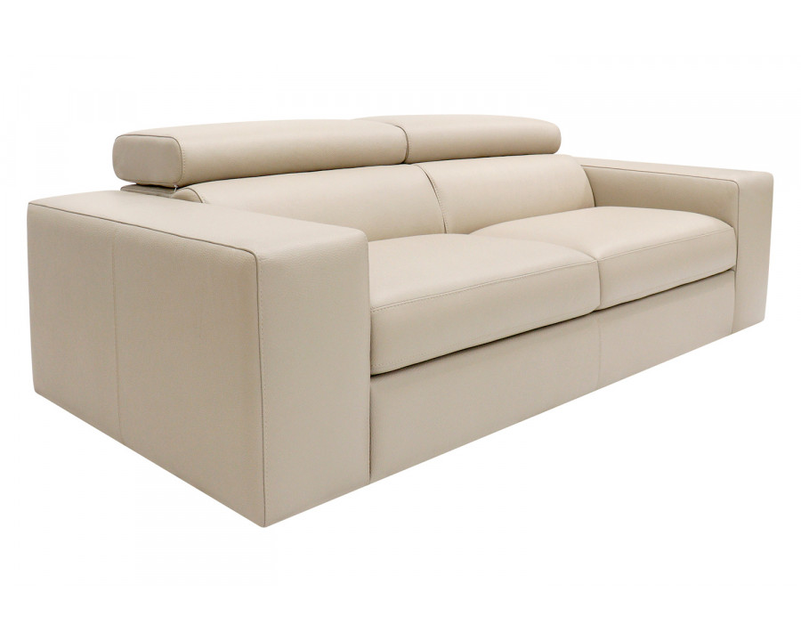 Pasargad - Modena Collection Italian Leather Upholstered Sofa with Adjustable Headrests