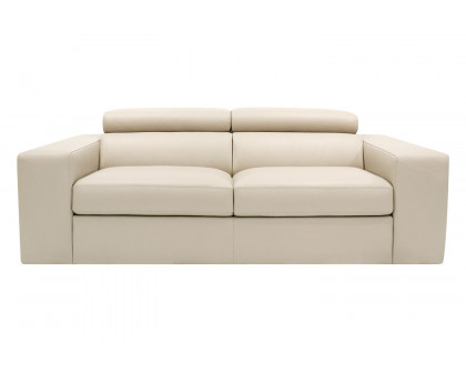 Pasargad - Modena Collection Italian Leather Upholstered Sofa with Adjustable Headrests