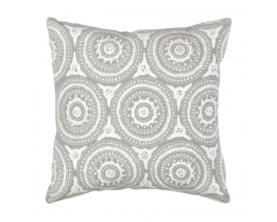 Pasargad - Naples Rectangular Pattern 1 Pillow in Gray/Ivory, Cotton/Bamboo Silk