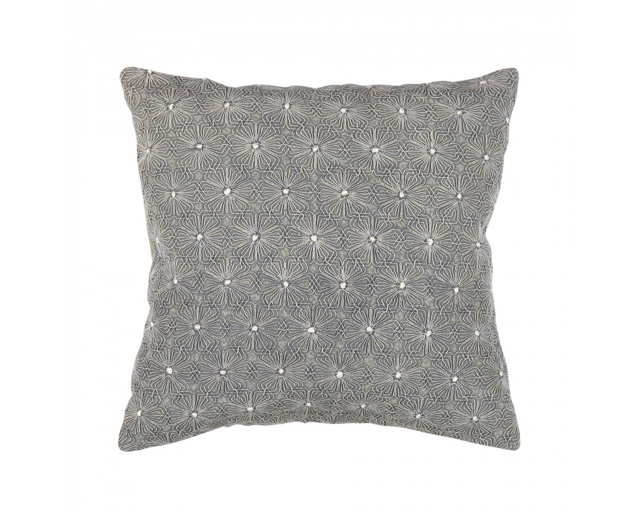 Pasargad - Naples Rectangular Pattern 2 Pillow in Gray/Ivory, Cotton/Bamboo Silk