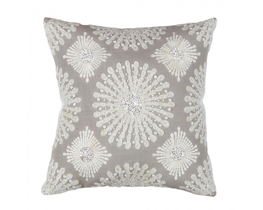 Pasargad - Naples Rectangular Pattern 3 Pillow in Gray/Ivory, Cotton/Bamboo Silk