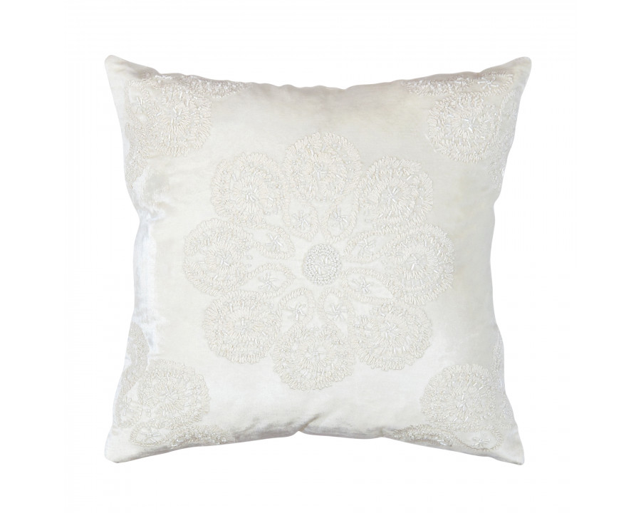 Pasargad Naples Rectangular Pillow - Ivory/Silver, Cotton/Bamboo Silk